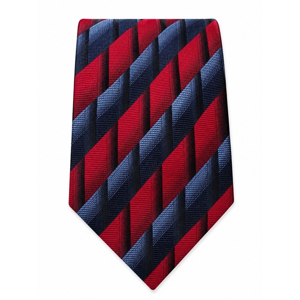 San Lorenzo 100% Silk Tie Red Navy Geometric Wide 4" Designer Men's Necktie